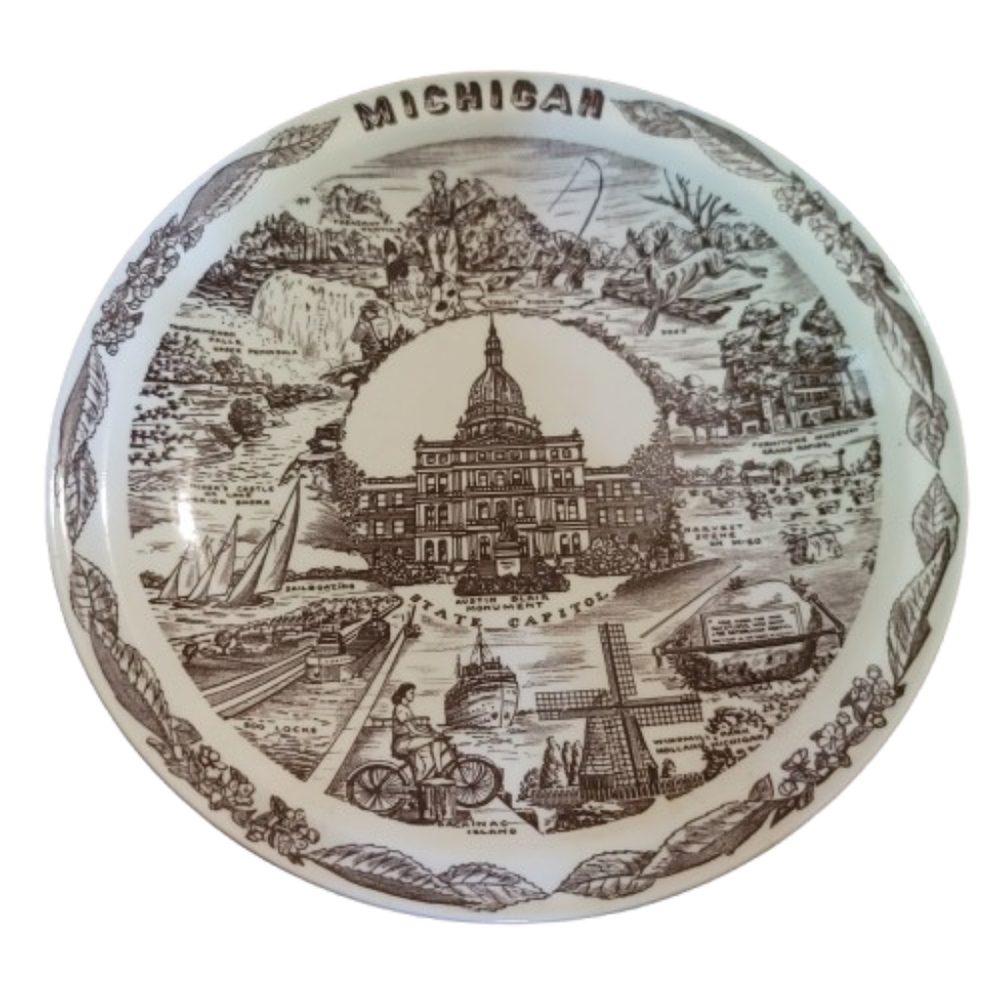 Michigan Plate Souvenir Decorative Plate Wolverine State Plate